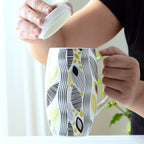 Household Bone China Large Capacity Mug With Lid Spoon Cup