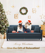 83" Sofas for Living Room, Comfy Love Seat Couches, Teddy Fleece Loveseat Sofa, Tool-Free Setup Couches for Living Room, All-Wood Sofa Couch, Small Couch 2 Pillow Included, Blue Grey - Grand Goldman