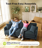 83" Sofas for Living Room, Comfy Love Seat Couches, Teddy Fleece Loveseat Sofa, Tool-Free Setup Couches for Living Room, All-Wood Sofa Couch, Small Couch 2 Pillow Included, Blue Grey - Grand Goldman