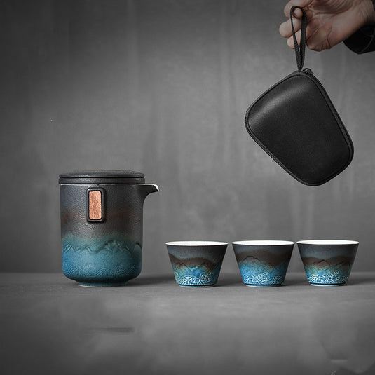 Ceramic Portable Travel Tea Set Outdoor Kung Fu Tea