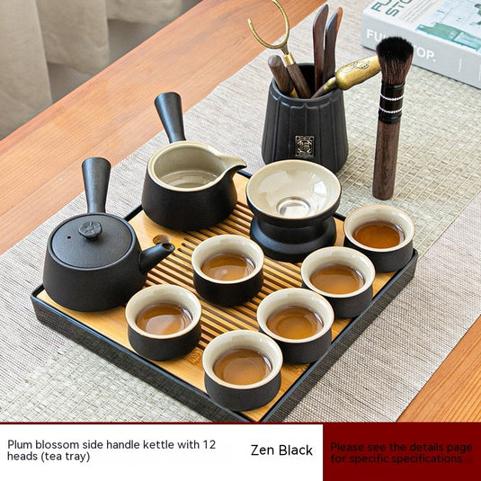 Black Porcelain Japanese Tea Set Home Living Room