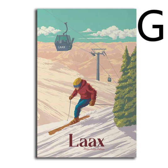 French Mountain Ski Resort Canvas Poster