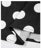 Black Polka Dot Print Ruffled Sleeve V Neck Blouse