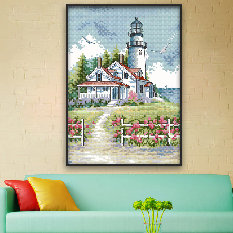 Cross stitch lighthouse decoration