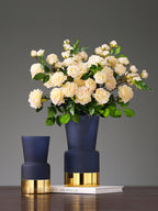 Nordic Light Luxury Frosted Gold Edge Glass Bottle Vase Decoration