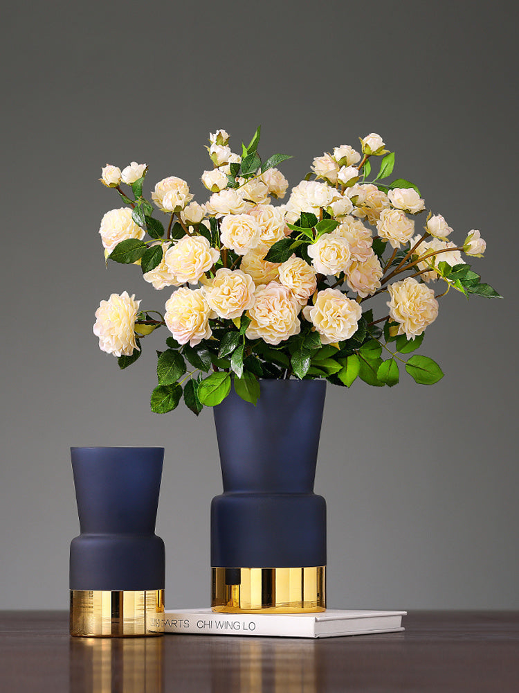 Nordic Light Luxury Frosted Gold Edge Glass Bottle Vase Decoration
