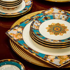 86 Piece Vintage Bone China Tableware high end crockery set luxury home british manor dishes - Grand Goldman