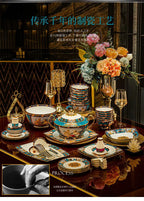 86 Piece Vintage Bone China Tableware high end crockery set luxury home british manor dishes - Grand Goldman