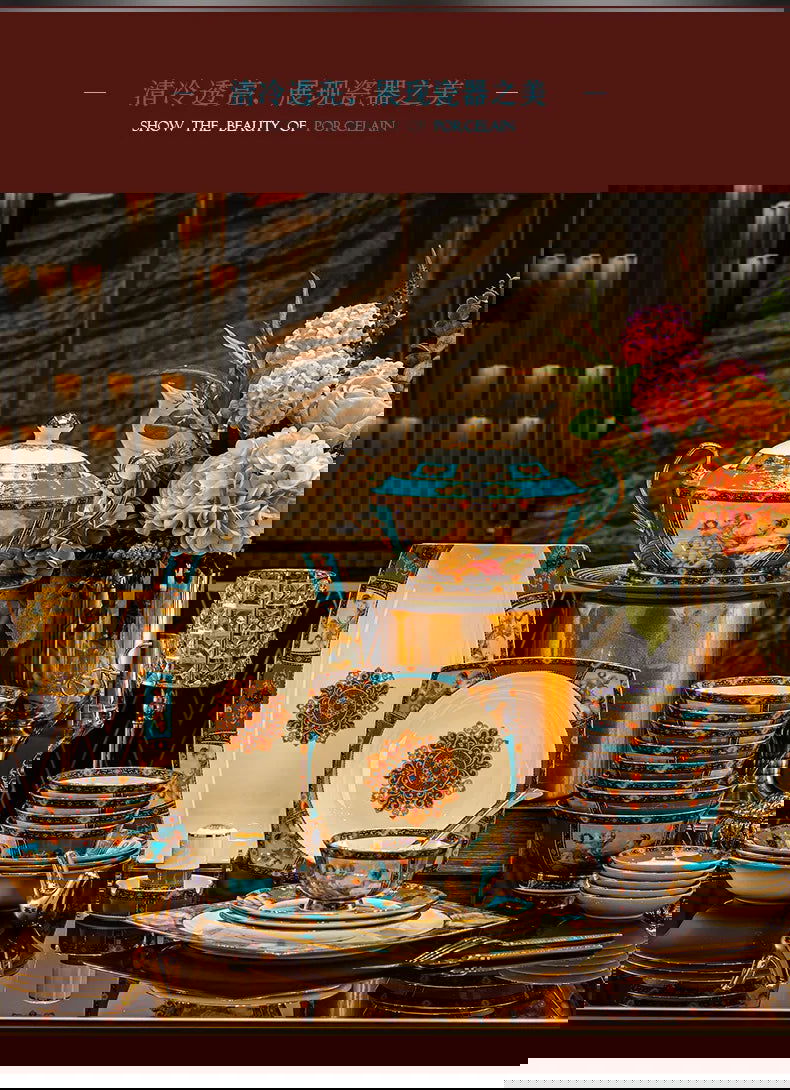 86 Piece Vintage Bone China Tableware high end crockery set luxury home british manor dishes - Grand Goldman