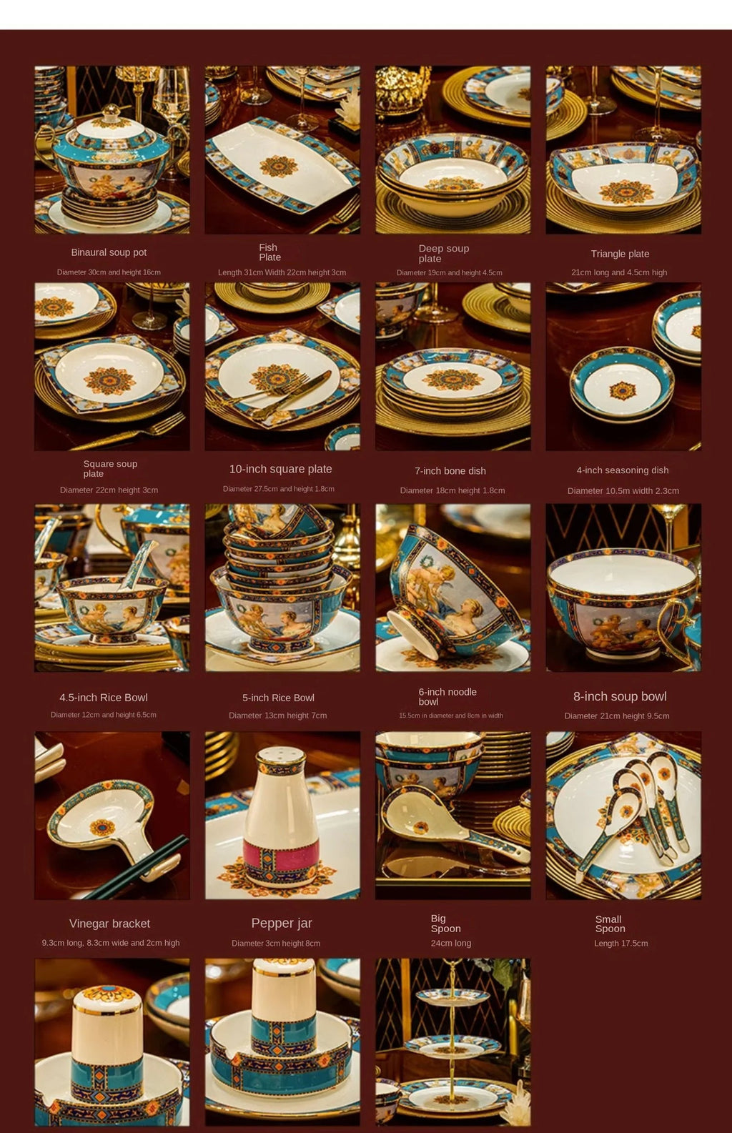 86 Piece Vintage Bone China Tableware high end crockery set luxury home british manor dishes - Grand Goldman