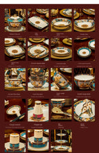 86 Piece Vintage Bone China Tableware high end crockery set luxury home british manor dishes - Grand Goldman