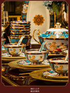 86 Piece Vintage Bone China Tableware high end crockery set luxury home british manor dishes - Grand Goldman
