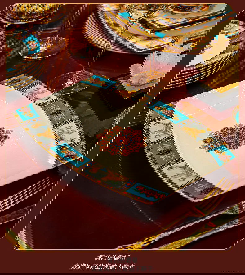 86 Piece Vintage Bone China Tableware high end crockery set luxury home british manor dishes - Grand Goldman