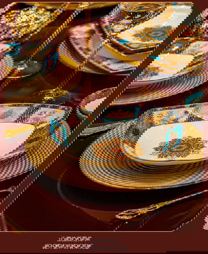 86 Piece Vintage Bone China Tableware high end crockery set luxury home british manor dishes - Grand Goldman