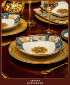 86 Piece Vintage Bone China Tableware high end crockery set luxury home british manor dishes - Grand Goldman