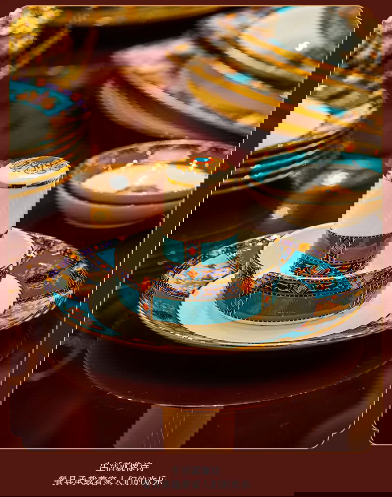 86 Piece Vintage Bone China Tableware high end crockery set luxury home british manor dishes - Grand Goldman