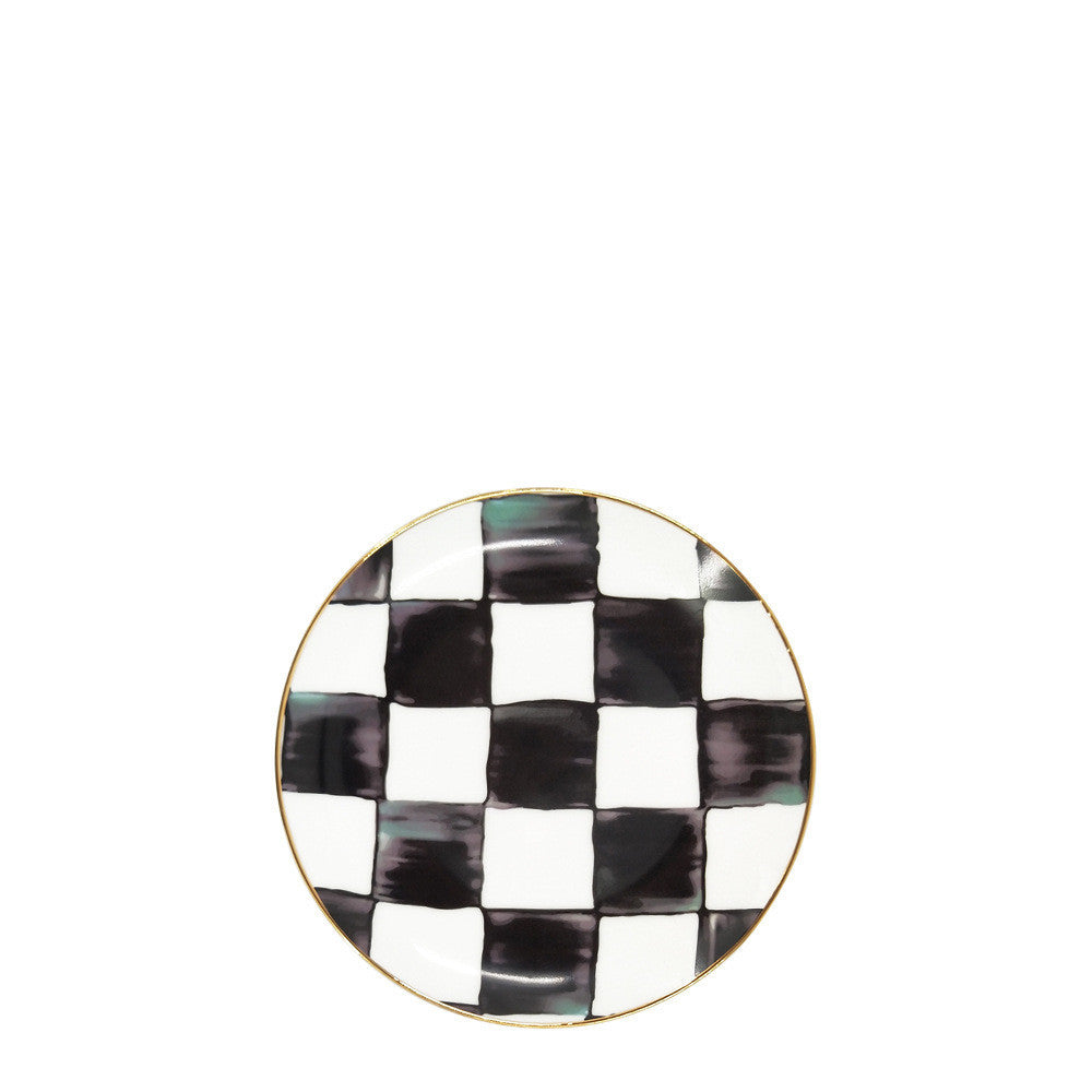 Black And White Bone China Checkerboard Dish Set Modern Art Deco Tableware