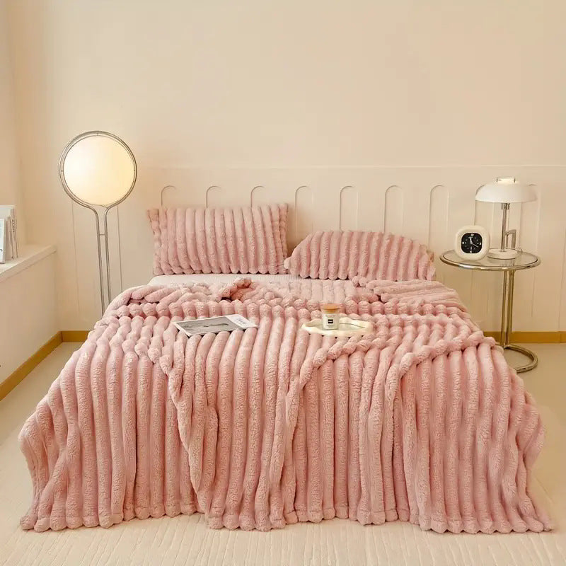 Luxe imitatie konijnenbont sjaal deken zacht en warm