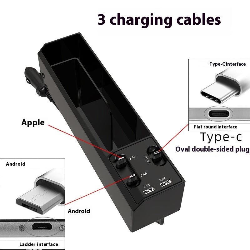 Car Charger Multi-function Storage Box With Dual USB Storage Box