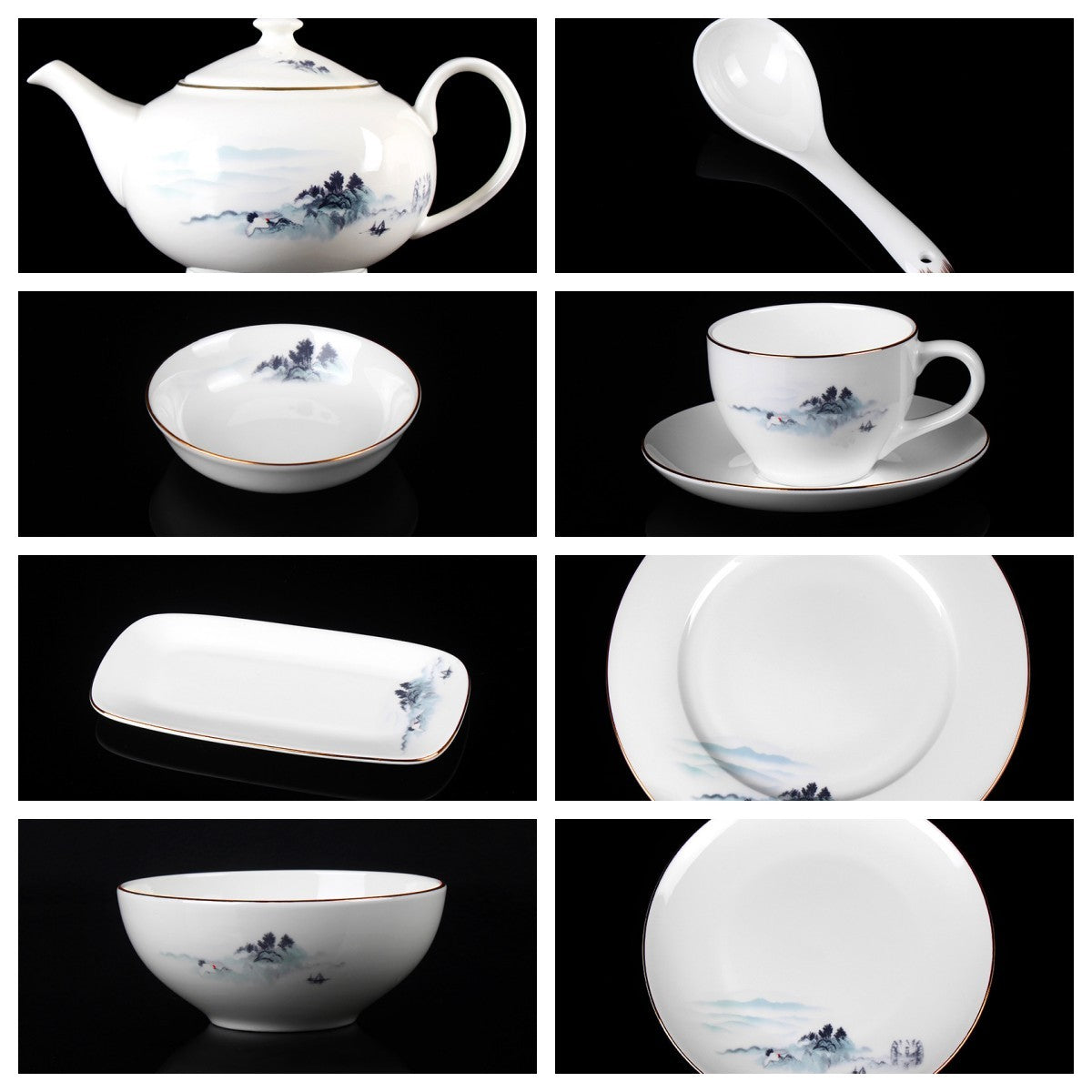 Bone China Tableware Set Chinese Household Daily Use Ceramic Bowls And Dishes Activities