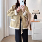 Lamb Wool Chanel Coat Women's Fleece Short Suede