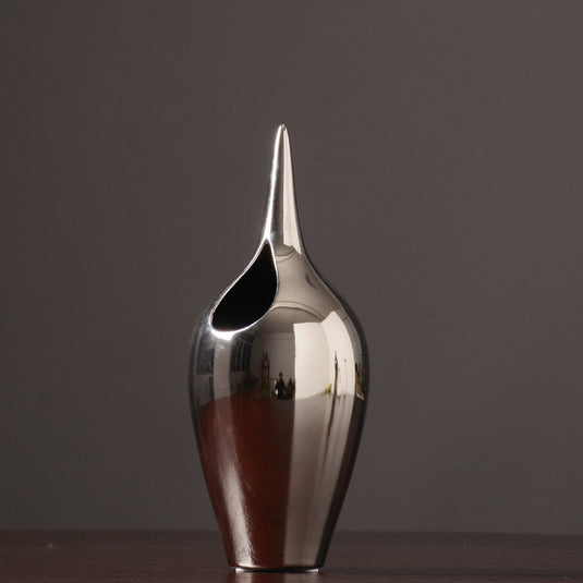 Vase en céramique argenté créatif de Style européen, décoration de porche de salon