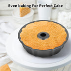 9.5’’ Non-stick Cake Pan, Heavy Duty Carbon Steel Fluted Tube Round Cake Baking Pan,Pound Cake Pan, Buntz Cake Pan, Tube Bakeware, Cake Mold, Baking Mold for Jello,Gelatin,Chocoflan,Flan - Grand Goldman