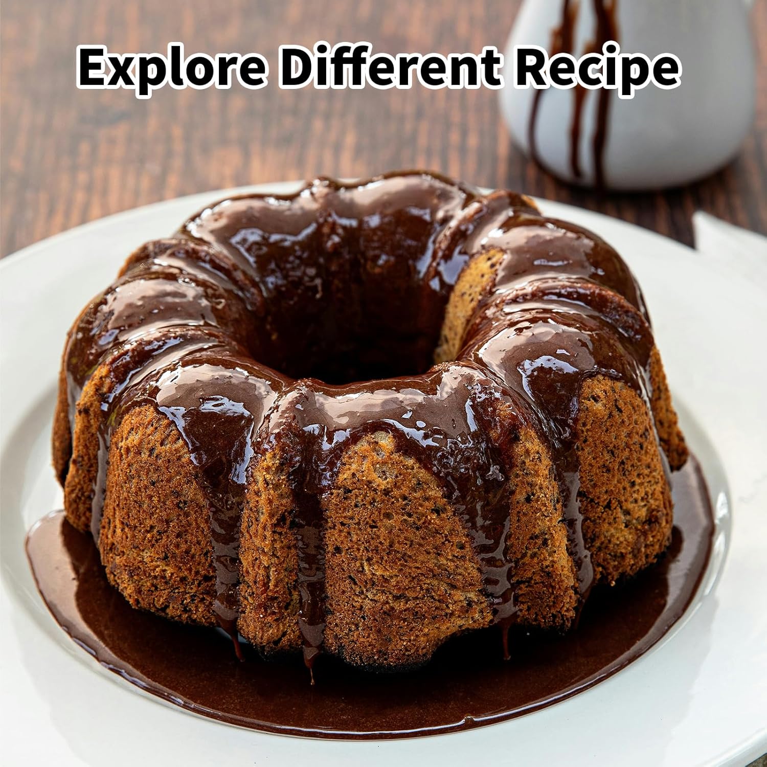 9.5’’ Non-stick Cake Pan, Heavy Duty Carbon Steel Fluted Tube Round Cake Baking Pan,Pound Cake Pan, Buntz Cake Pan, Tube Bakeware, Cake Mold, Baking Mold for Jello,Gelatin,Chocoflan,Flan - Grand Goldman