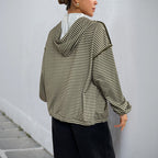 Idle Style Hooded Striped Women's Casual Jacket