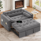 DWVO Convertible Sleeper Sofa Bed: 3-in-1 Loveseat Couch with Pullout Bed, 7-Level Adjustable Backrest, USB Ports, Storage Pockets, Pillows, Modern Lounge Furniture Light Gray