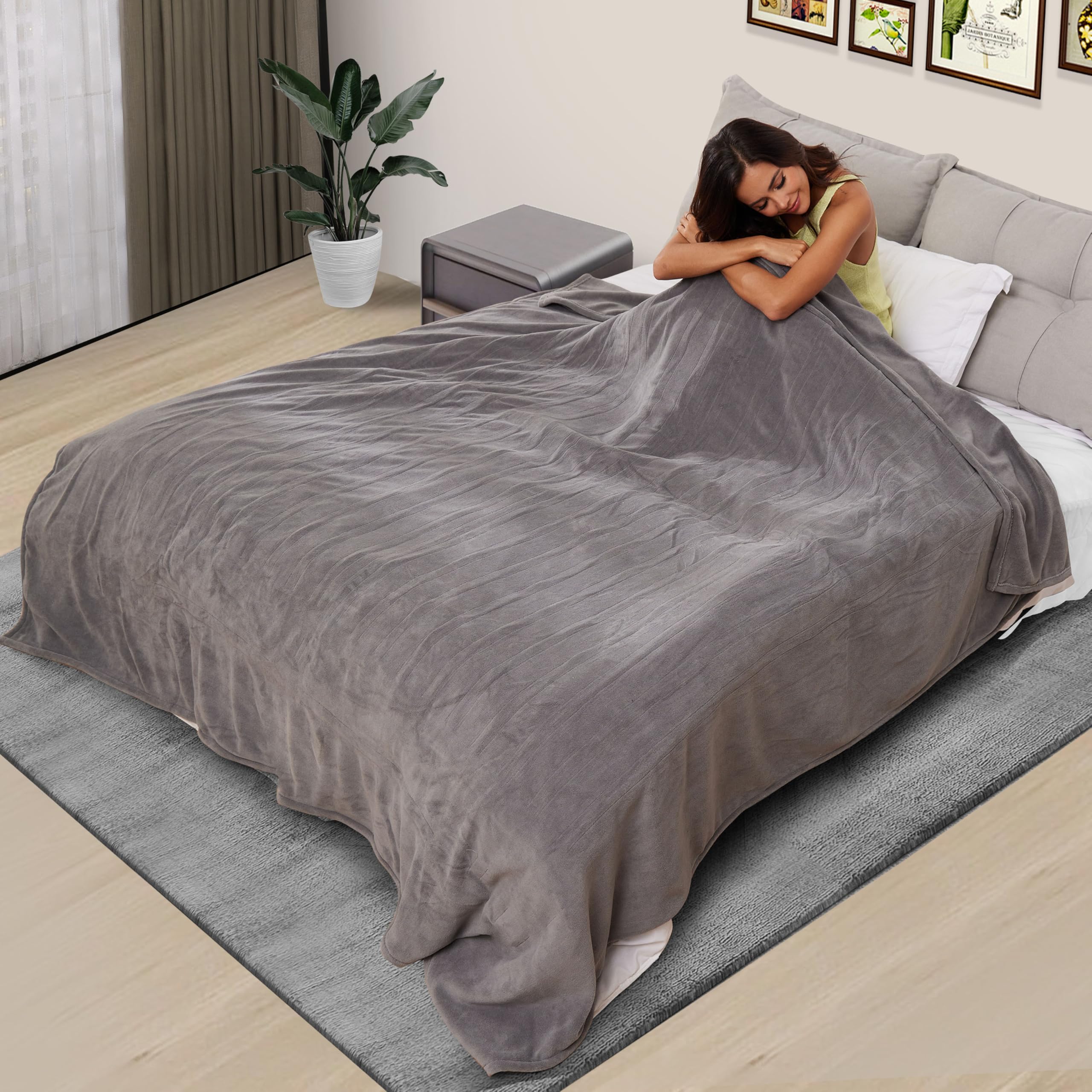 Coperta Elettrica Riscaldata 72"x84" Taglia Completa, Morbido Pile di Corallo con 4 Livelli di Riscaldamento e Spegnimento Automatico dopo 10 Ore, Lavabile in Lavatrice, Tessuto Morbido e Accogliente per la Casa, Grigio Scuro