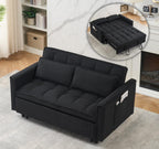 3 in 1 Convertible Sleeper Sofa Bed, Futon Couches for Living Room with Side Pocket | Adjustable Backrest| Velvet Fabric | Pull Out Couch | Recliner Loveseat | Sectional Sofa, Dark Gery