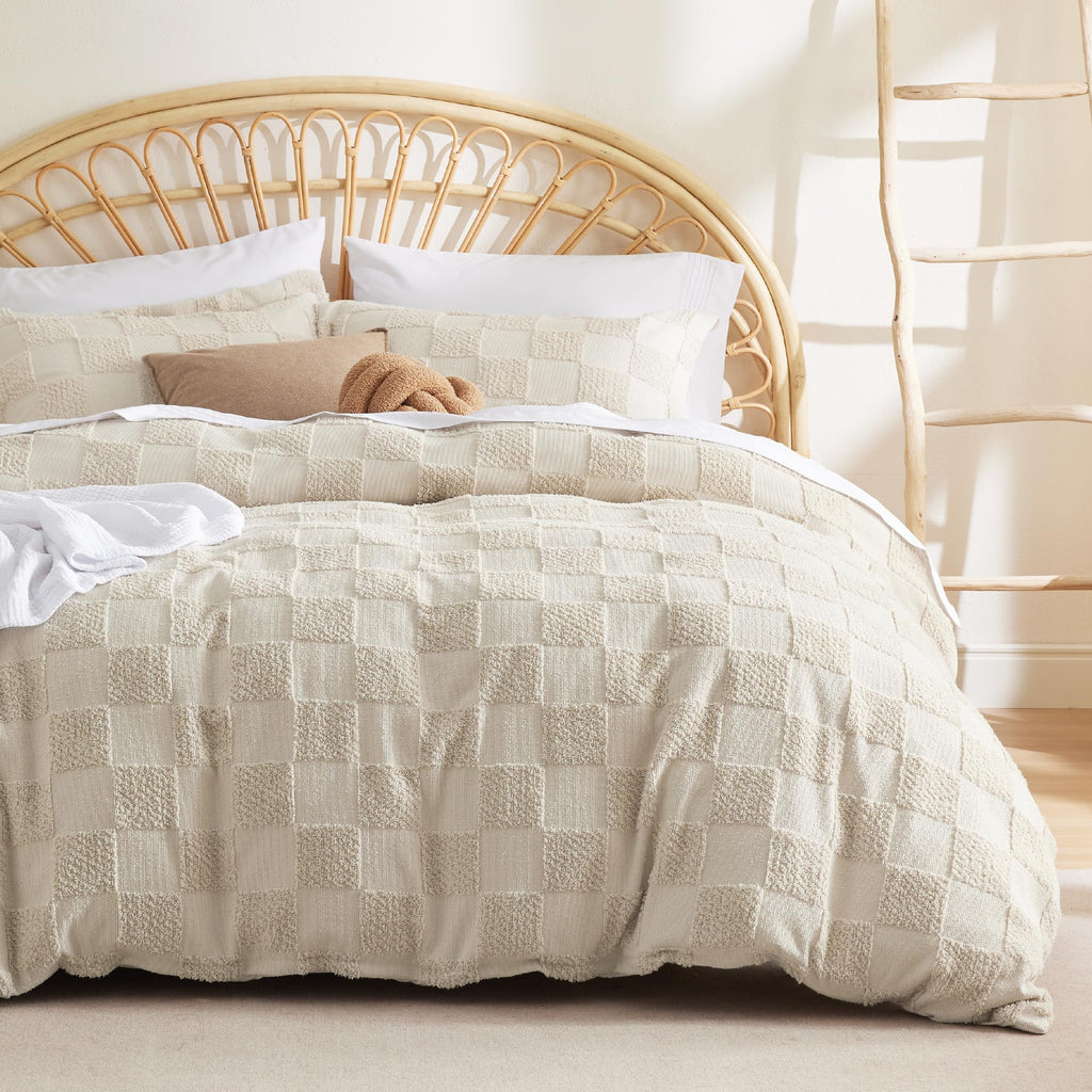 Housse de couette Boho Bedsure - Parure de lit Boho pour toutes les saisons, housse de couette jacquard shabby chic (gris, géométrique, king size, 104"x90")