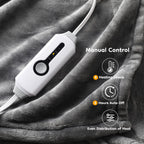 Elektrisch verwarmd deken 72" x 84" volledige maat flanellen stof met 4 verwarmingsniveaus & 10 uur automatische uitschakeling, ademend warm en wasbaar voor zacht en bed - lichtgrijs