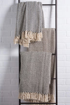 DII Chevron Throw Collection Handloomed Cotton, 50x60, Black