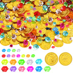 120 PCS Gold Coins, 1.4 in Plastic Gold Coins, 0.08 in Thick Fake Coins Pirate Coins Tokens Play Coins for Kids, Pirate Treasure Classroom Reward Adventure Theme Party Supplies for Pirate Party