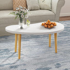 Mango Coffee Table Low Table with 4 Solid Wood Sturdy Legs, Floor Table Desk for Sitting on The Floor, Storage and Living Room Furniture (White)