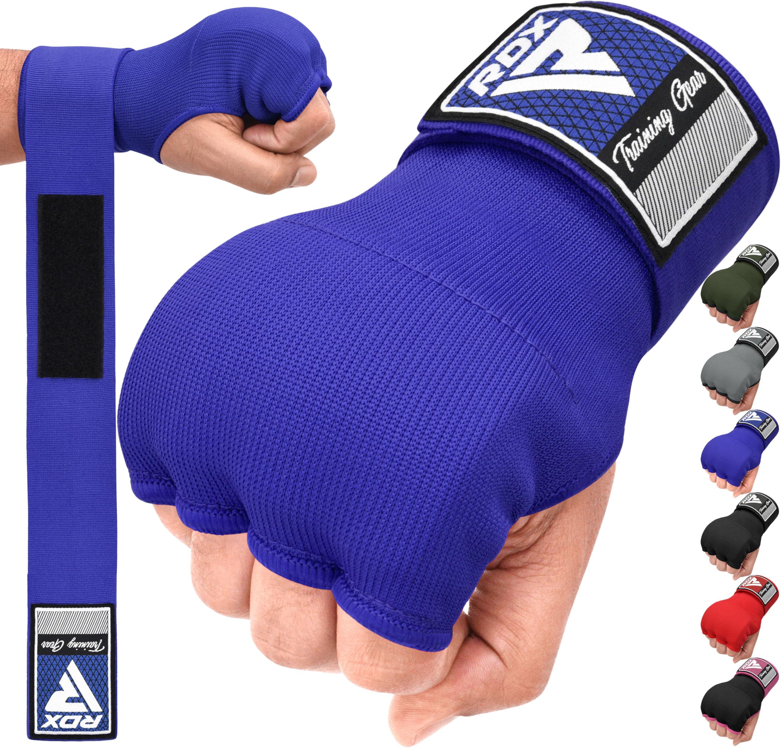 RDX Gel Boxing Hand Wraps Inner Gloves Men Women, Quick 100cm Long Wrist Straps, Elasticated Padded Fist Under Mitts Protection, Muay Thai MMA Kickboxing Martial Arts Punching Training Bandages