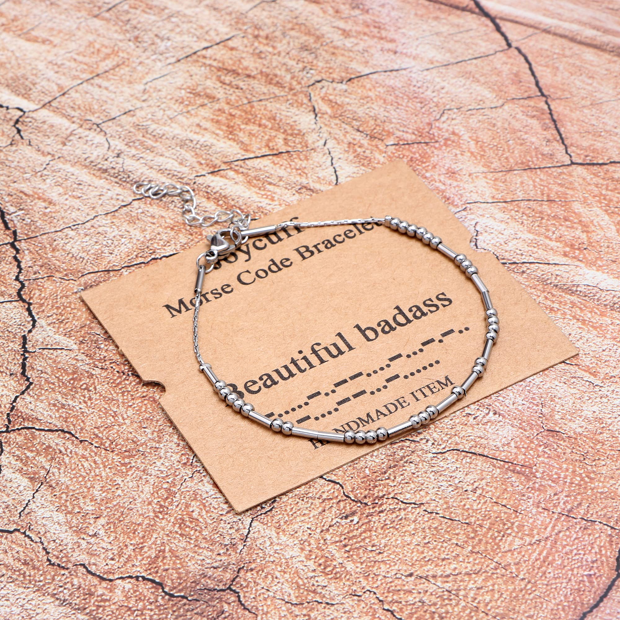 Bracelets JoycuFF en code Morse pour meilleure amie collègue sœur cadeaux d'anniversaire de Noël drôles pour femmes mode fait main en soie enveloppante ajustable