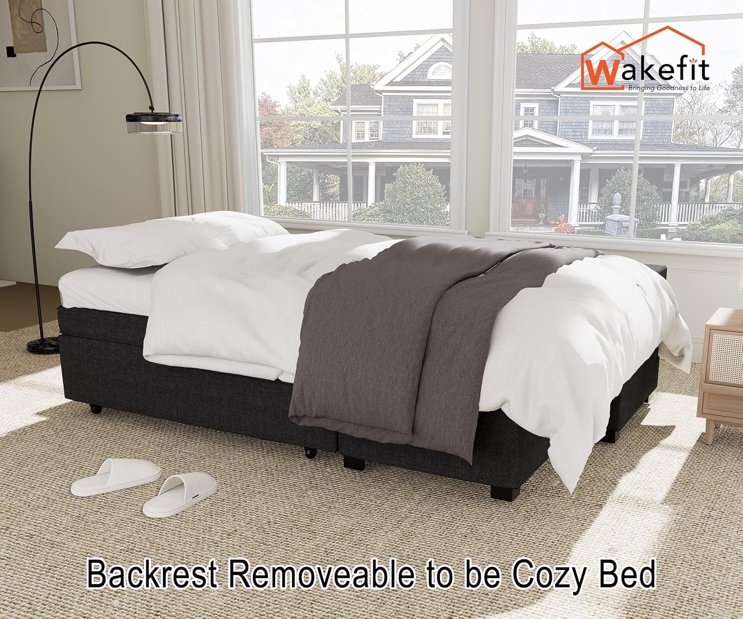 Reversible Sectional Sofa Couch, Sleeper Sofa Bed with Storage Chaise Pull Out Couch for Living Room | Hidden Stroge | Pull Out Bed | Removable Backrest | Linen Fabric, DeepGrey