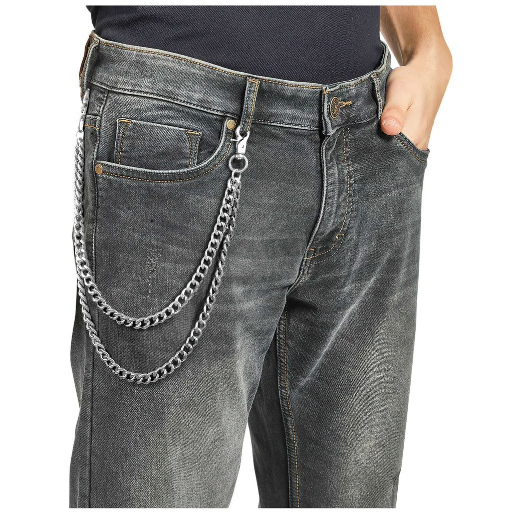 WERFORU Men Women Heavy Duty Wallet Chain Hip Hop Punk Jeans Chain Biker Motorcycle Keychain, Silver