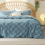 Housse de couette Boho Bedsure - Parure de lit Boho pour toutes les saisons, housse de couette jacquard shabby chic (gris, géométrique, king size, 104"x90")