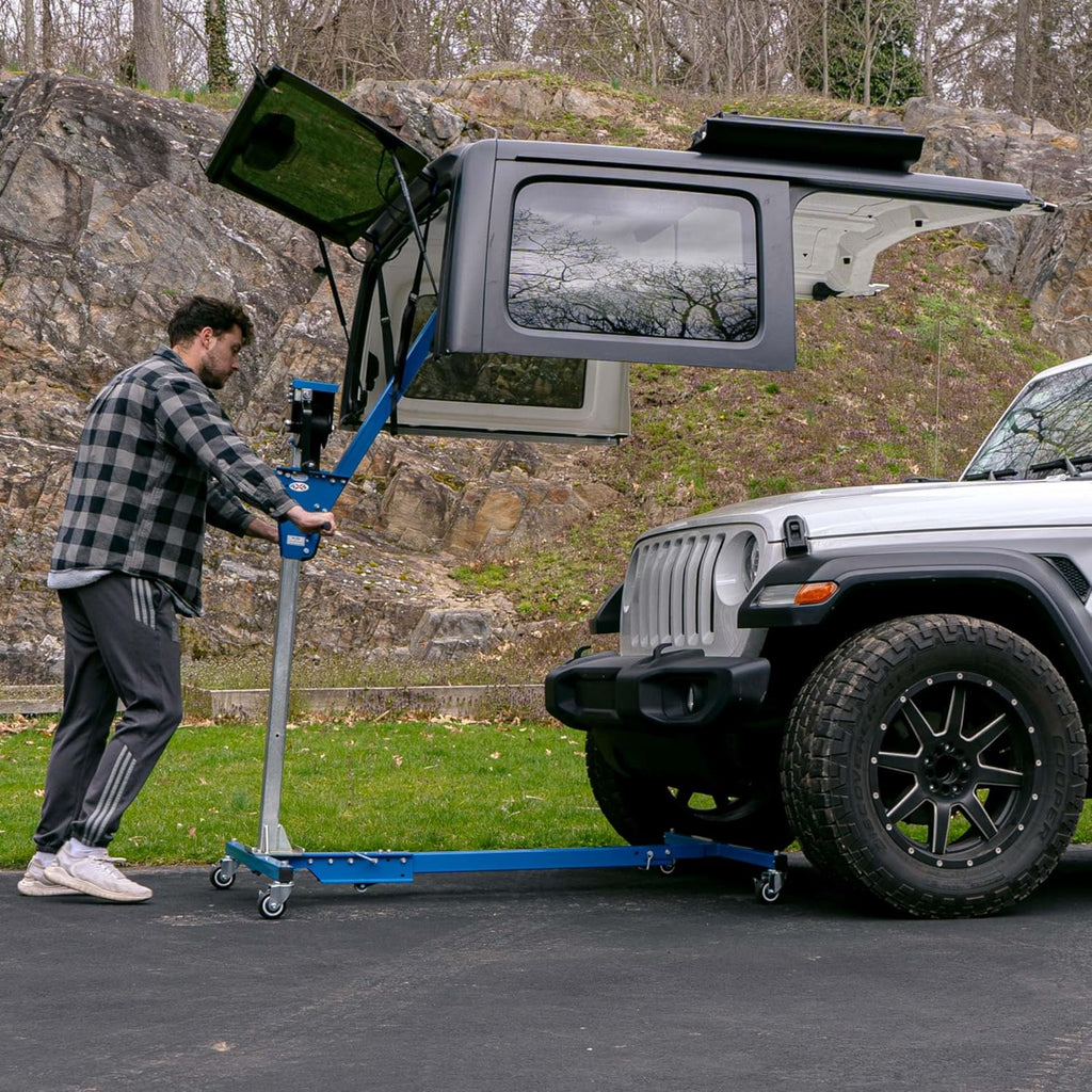 EZLIFT Hard Top Remover Lift for Jeep Wranglers: 1997 & up (TJ/JK/JKU/JL/JLU), 2&4 dr lifted Jeep Wranglers & 4-Dr Broncos. One Person Removal System-Take Off Your Top in Minutes! Patent Pending