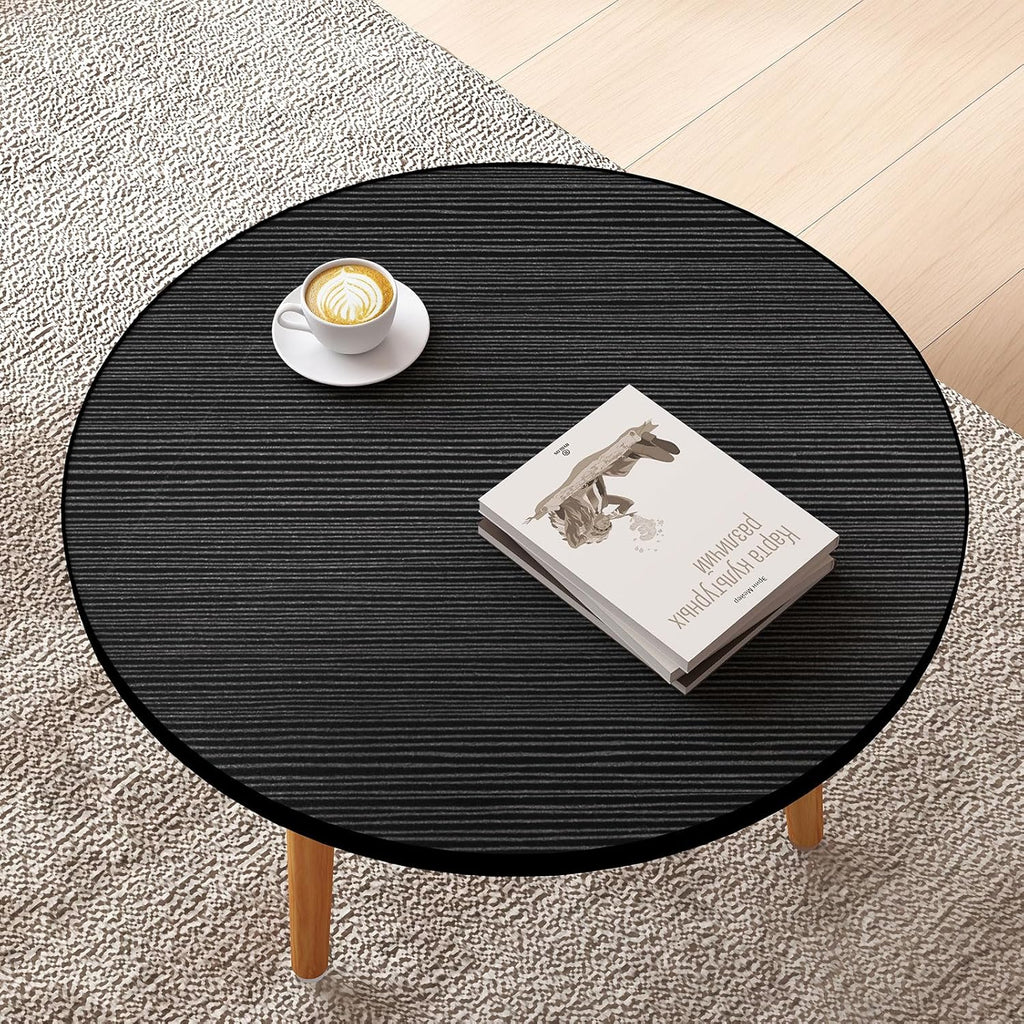 Round Coffee Table Low Table with 3 Solid Wood Sturdy Legs, Floor Table Desk for Sitting on The Floor, Storage and Living Room Furniture (Black)