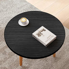 Round Coffee Table Low Table with 3 Solid Wood Sturdy Legs, Floor Table Desk for Sitting on The Floor, Storage and Living Room Furniture (Black)