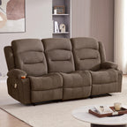 Oversized Recliner Loveseat with Heat and Massage, Wall-Hugger Reclining Sofa with Cup Holders and USB Port, Big Large 2-Seater Double RV Recliner Loveseat for Living Room (Fabric, Grey)