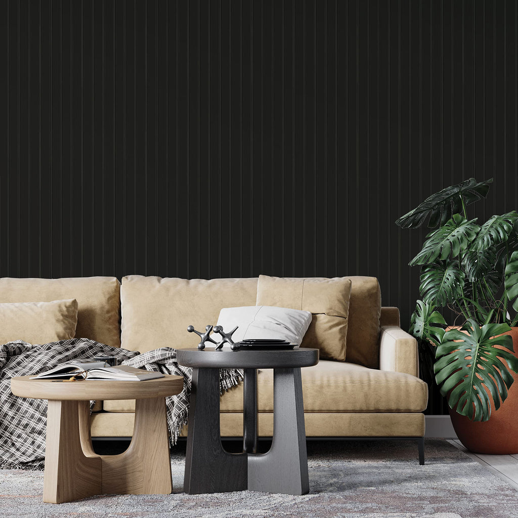 کاغذ دیواری قابل جدا شدن و چسبان Tempaper Black Faux Beadboard، ۲۰.۵ اینچ در ۱۶.۵ فوت، ساخت آمریکا