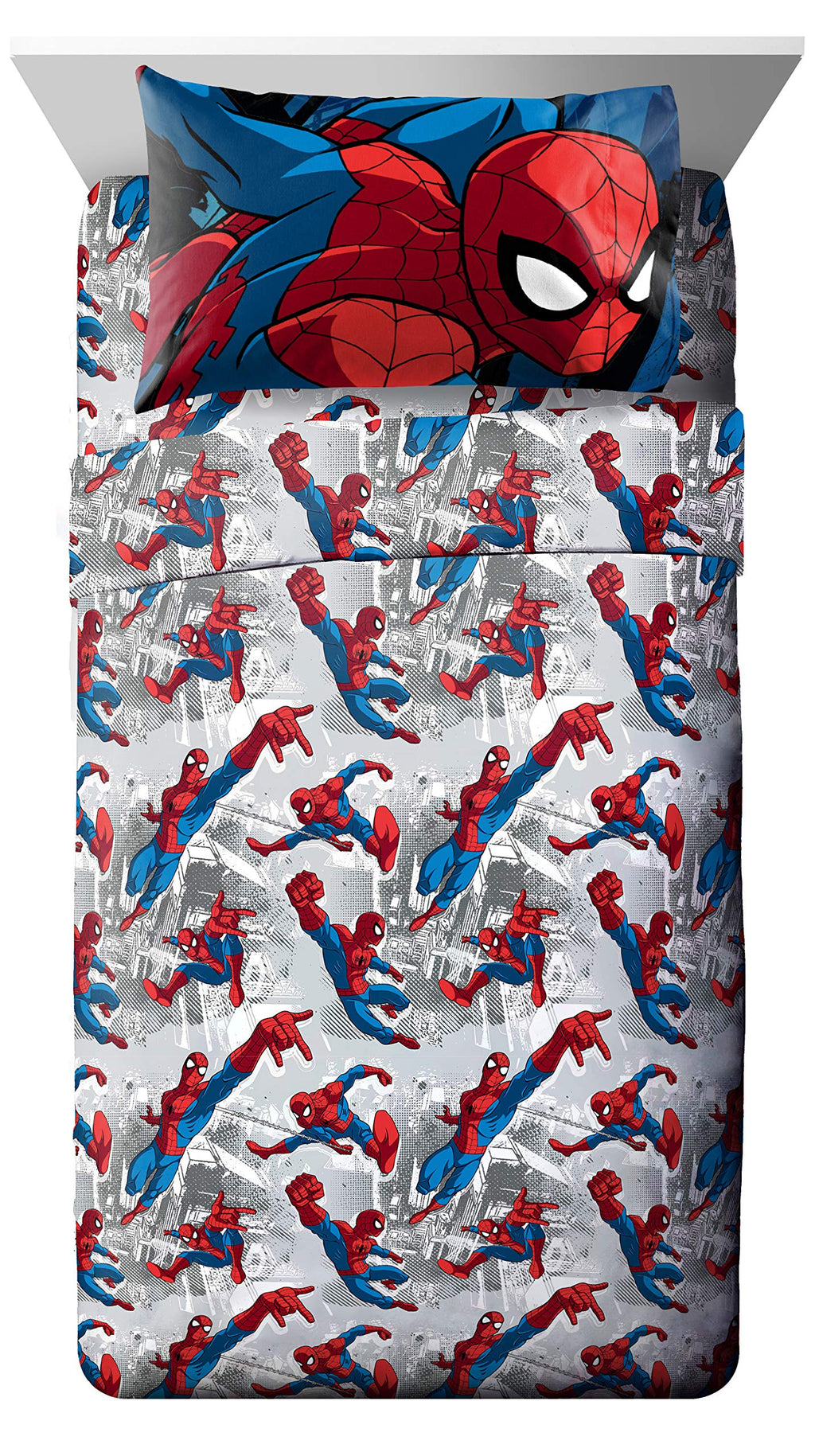 Jay Franco Marvel Spidey and His Amazing Friends Team Spidey Twin Size Sheet Set - 3 Piece Set Super Soft and Cozy Kid’s Bedding - Fade Resistant Microfiber Sheets (Official Marvel Product)
