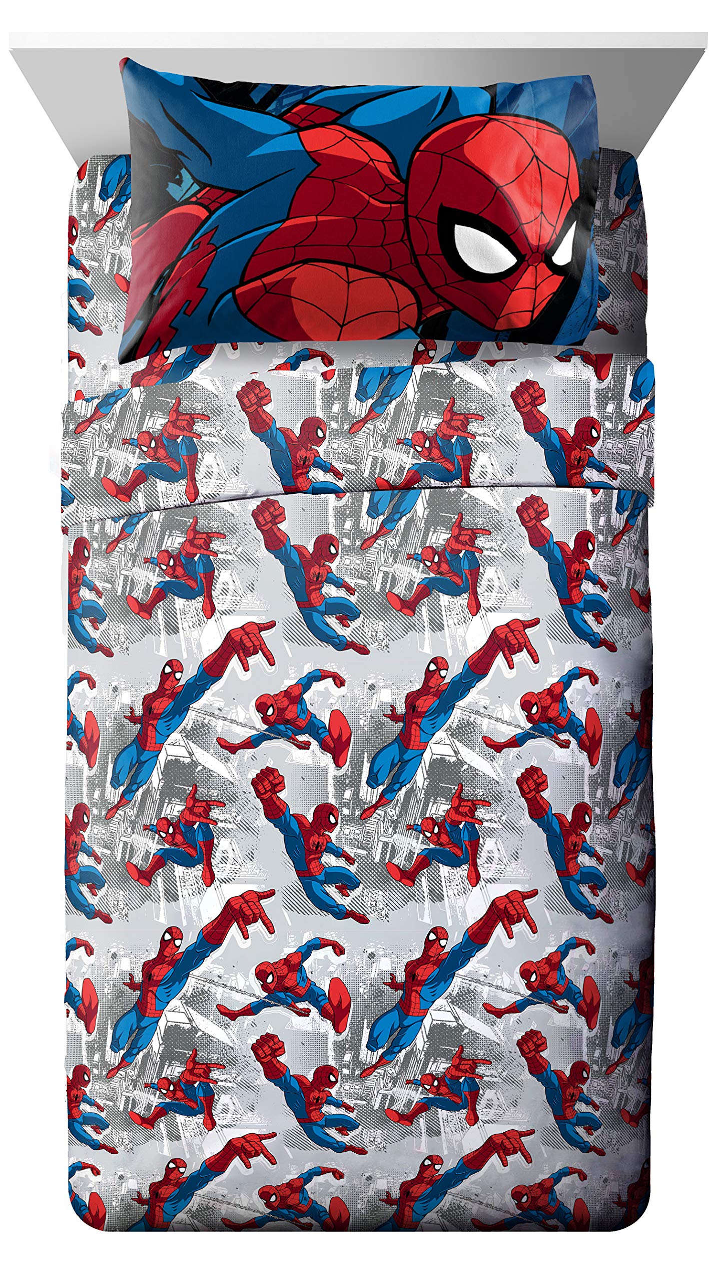 Jay Franco Marvel Spidey and His Amazing Friends Team Spidey Twin Size Sheet Set - 3 Piece Set Super Soft and Cozy Kid’s Bedding - Fade Resistant Microfiber Sheets (Official Marvel Product)