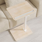 Sofa Armrest Tray Table for Couch - 360° Swivel Height Adjustable End for Small Spaces, Snack Side Table for Bed or Chair with Phone & Tablet Slot (Rustic,Standard)